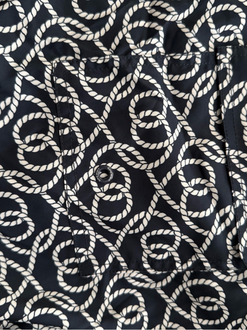 Sperry Navy and White Rope-Pattern Quilted Jacket